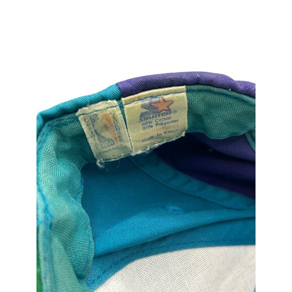 Vintage Charlotte Hornets Cap Two-Tone Teal Purple Embroidered Logo Starter Snap - Picture 3 of 4